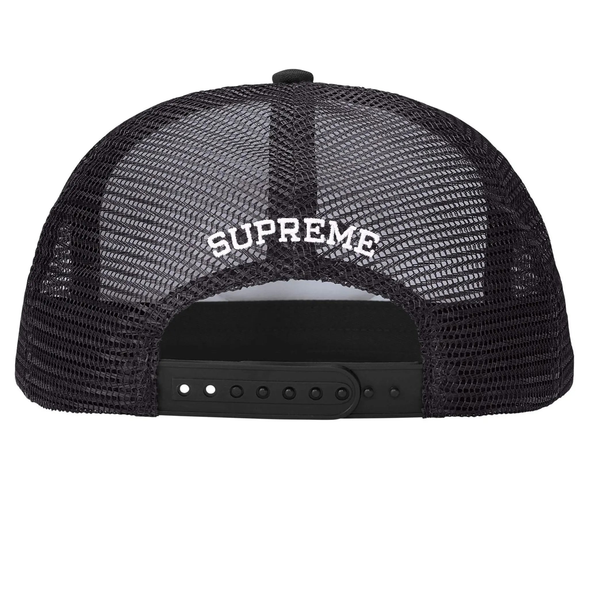 Back View of Supreme x Playboy Mesh Back 5 Panel Black White (SS26)